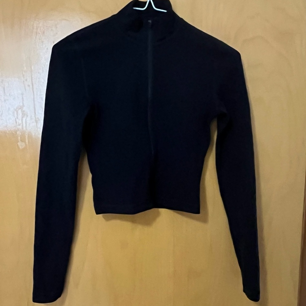 TNA Cropped Black Zip Up Jacket